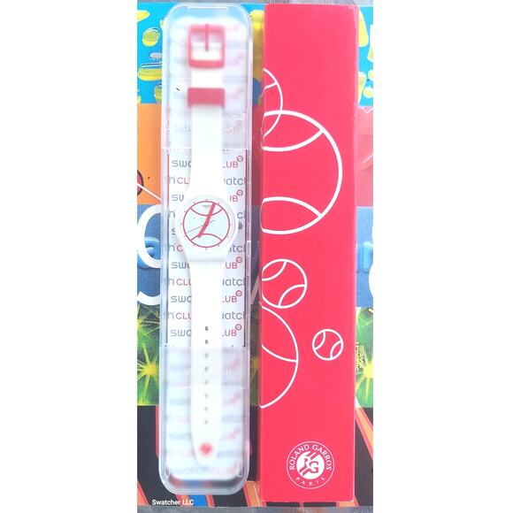 Swatch Watch HIT THE LINE GZ294 Roland Garros 2015 Specials With Case & Battery - Picture 2 of 10